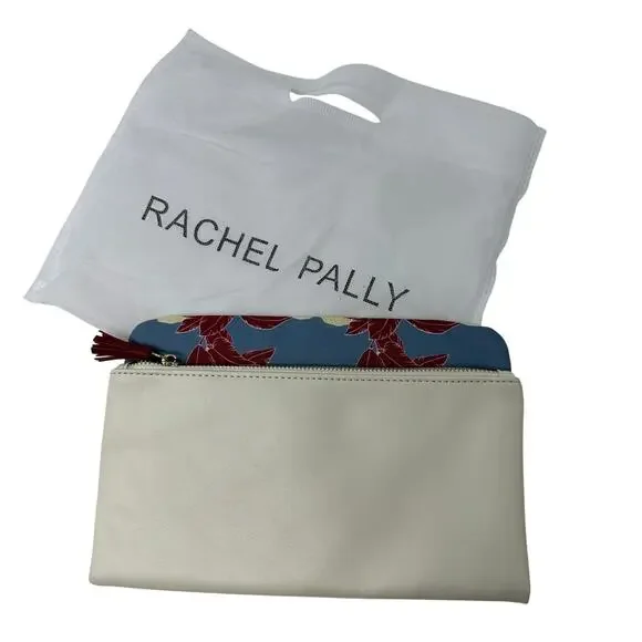 Rachel Pally Reversible Clutch Bag Pouch Blue Yellow Floral Print Cream Dust Bag - Picture 2 of 5